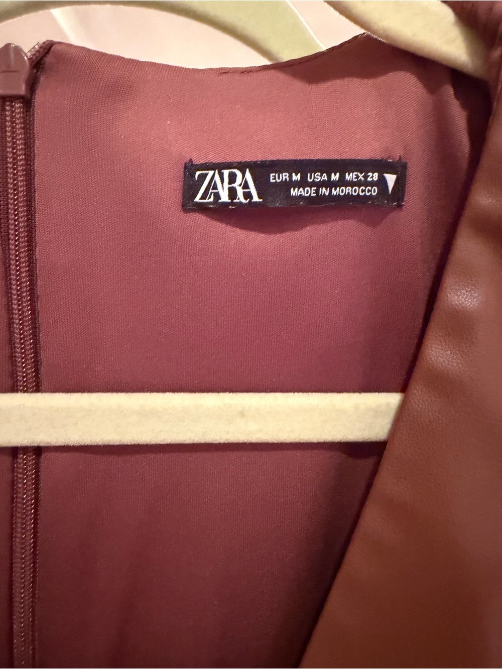 ZARA Brown Faux Leather Draped Ruched Wrap Mini Dress Size M - Picture 4 of 6